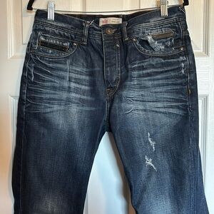 River Island men’s blue dark wash boot cut jeans size 32